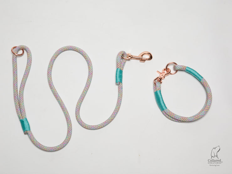 handmade rope dog collar Fruit pastel with whipping|collared creatures