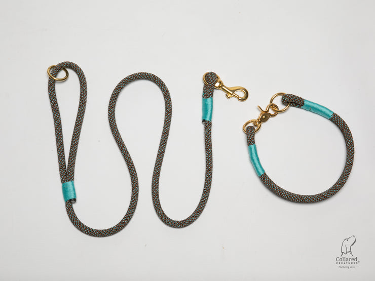 handmade rope collar touch of turquoise with whipping |collared creatures
