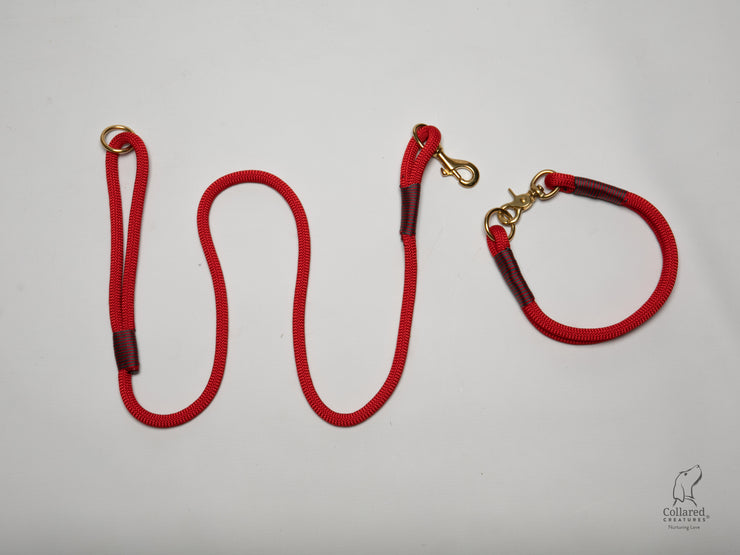handmade rope dog collar red with whipping|collared creatures