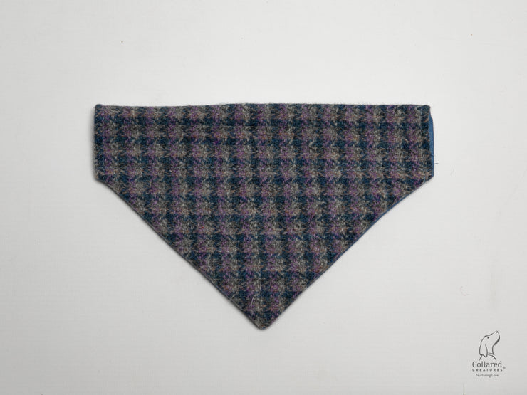 Blue Check Houndstooth Luxury Harris Tweed Dog Bandana Media |collaredcreatures