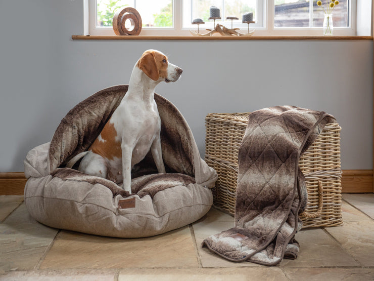 Beige Luxury Dog Cave Bed dog calming bed dog anxiety bed|collaredcreatures