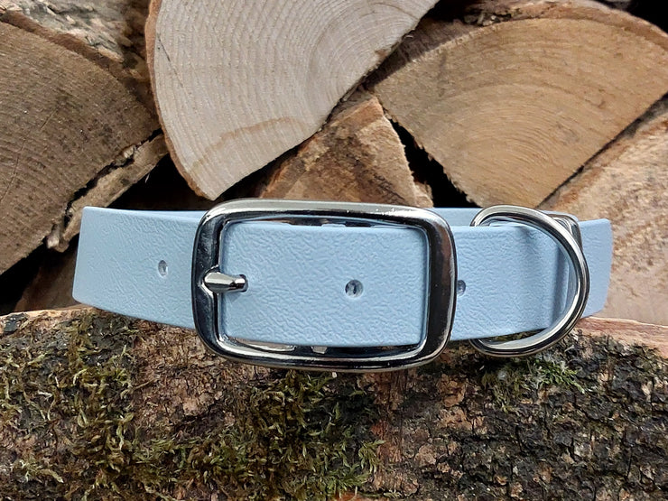 Pastel Blue Waterproof Biothane Dog Collar Handmade in Yorkshire