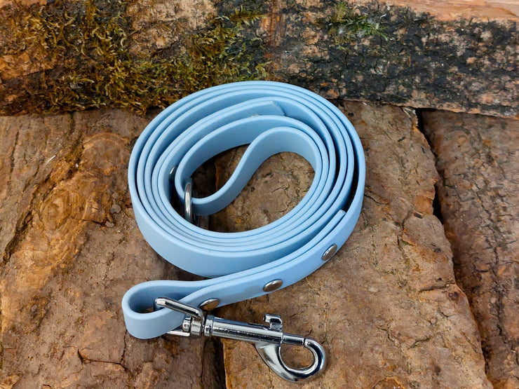 Pastel Blue Waterproof Biothane Dog Lead Handmade in Yorkshire