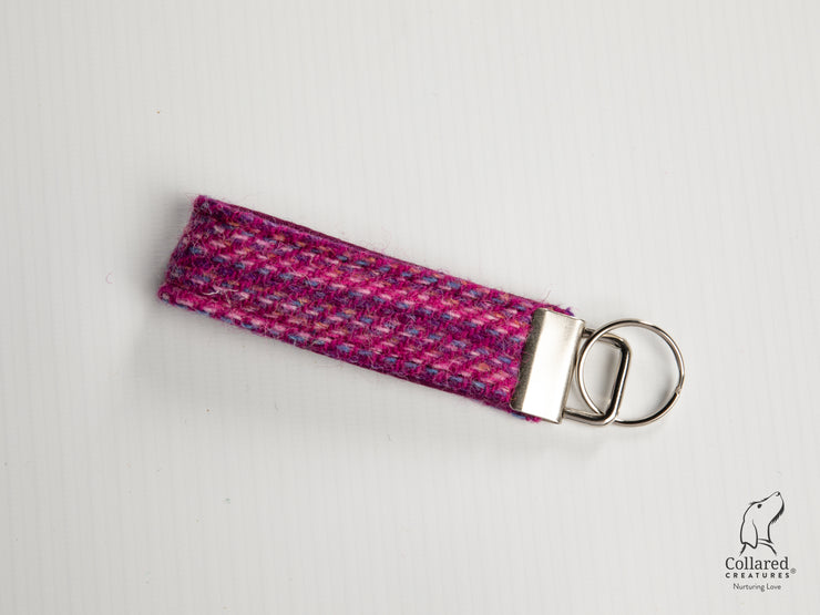 Collared Creatures Pink Koana Harris Tweed Luxury key ring