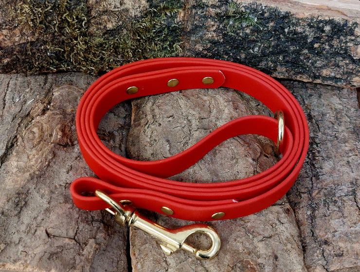 Red Waterproof Biothane Dog Lead Handmade in Yorkshire