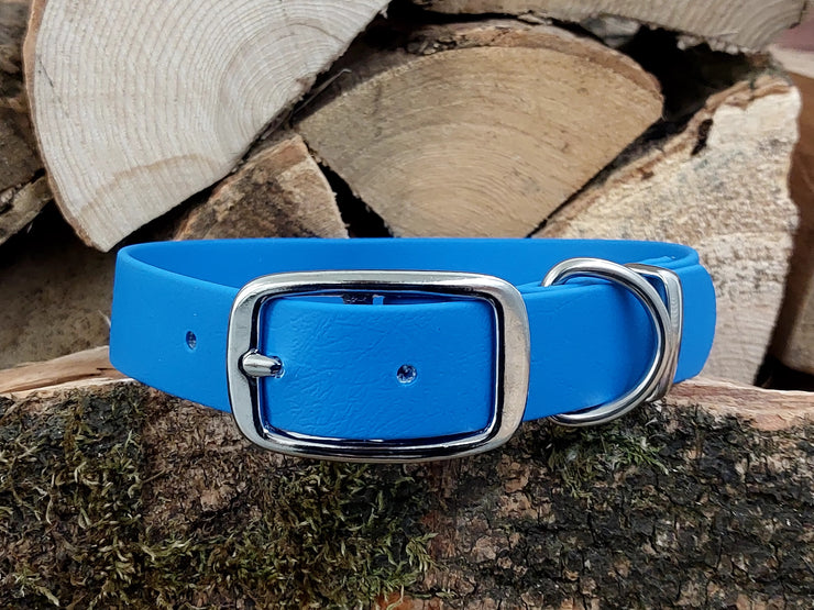 Sky Blue Waterproof Biothane Dog Collar Handmade in Yorkshire