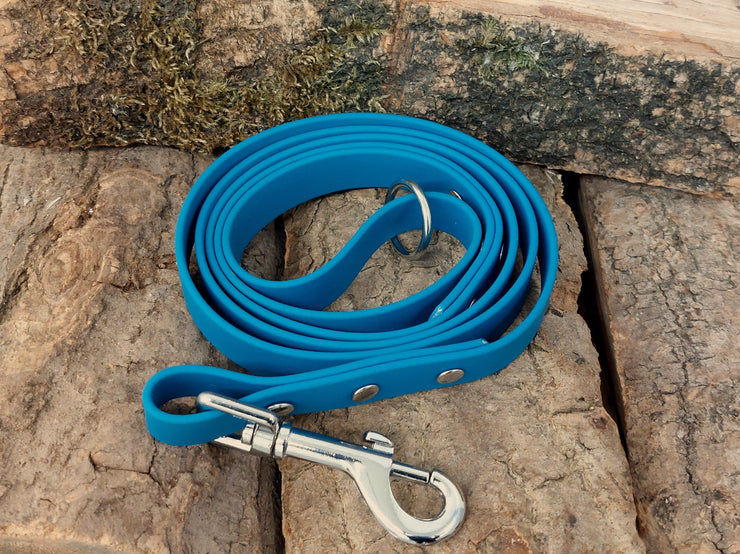 Turquoise Waterproof Biothane Dog Lead Handmade in Yorkshire