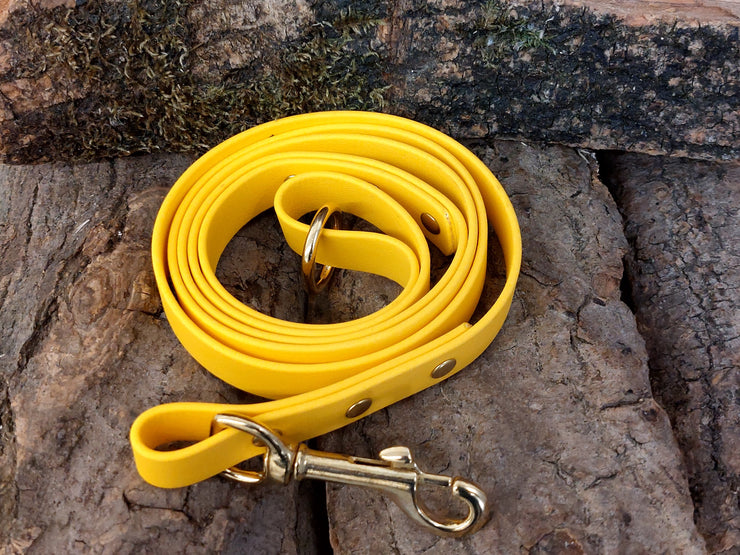 Yellow Waterproof Biothane Dog Lead Handmade in Yorkshir