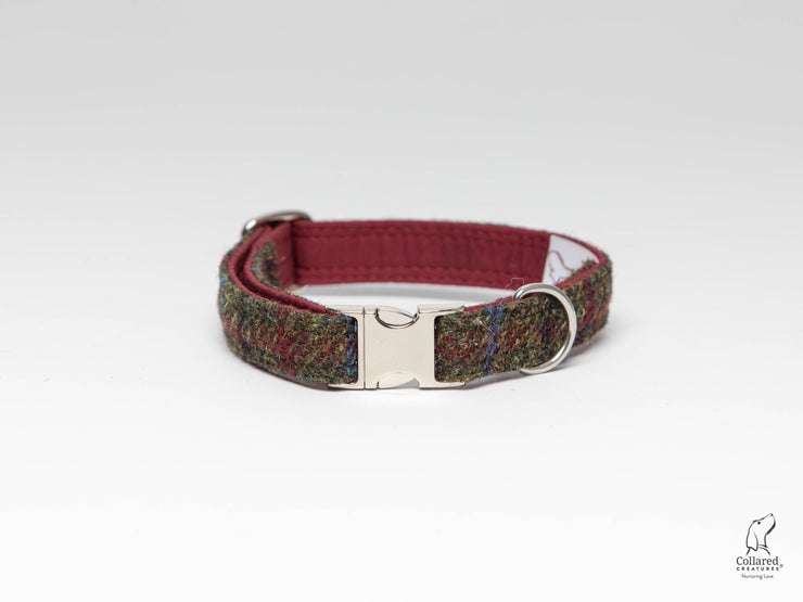 Collared Creatures  Winter Woodland Check Luxury Harris Tweed Dog Collar