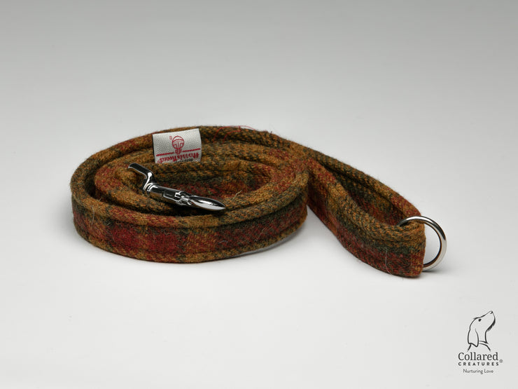 Collared Creatures Autumnal Check Harris Tweed Luxury Dog Lead