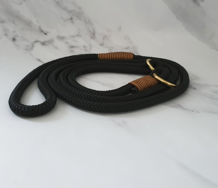 handmade-dog-slip-lead-black|collared creatures