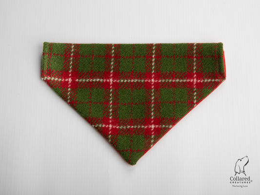 Collared Creatures Christmas Check Luxury Harris Tweed Dog Bandana