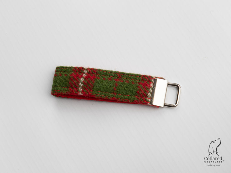 Christmas Check Luxury Harris Tweed Keyring | Key Fob