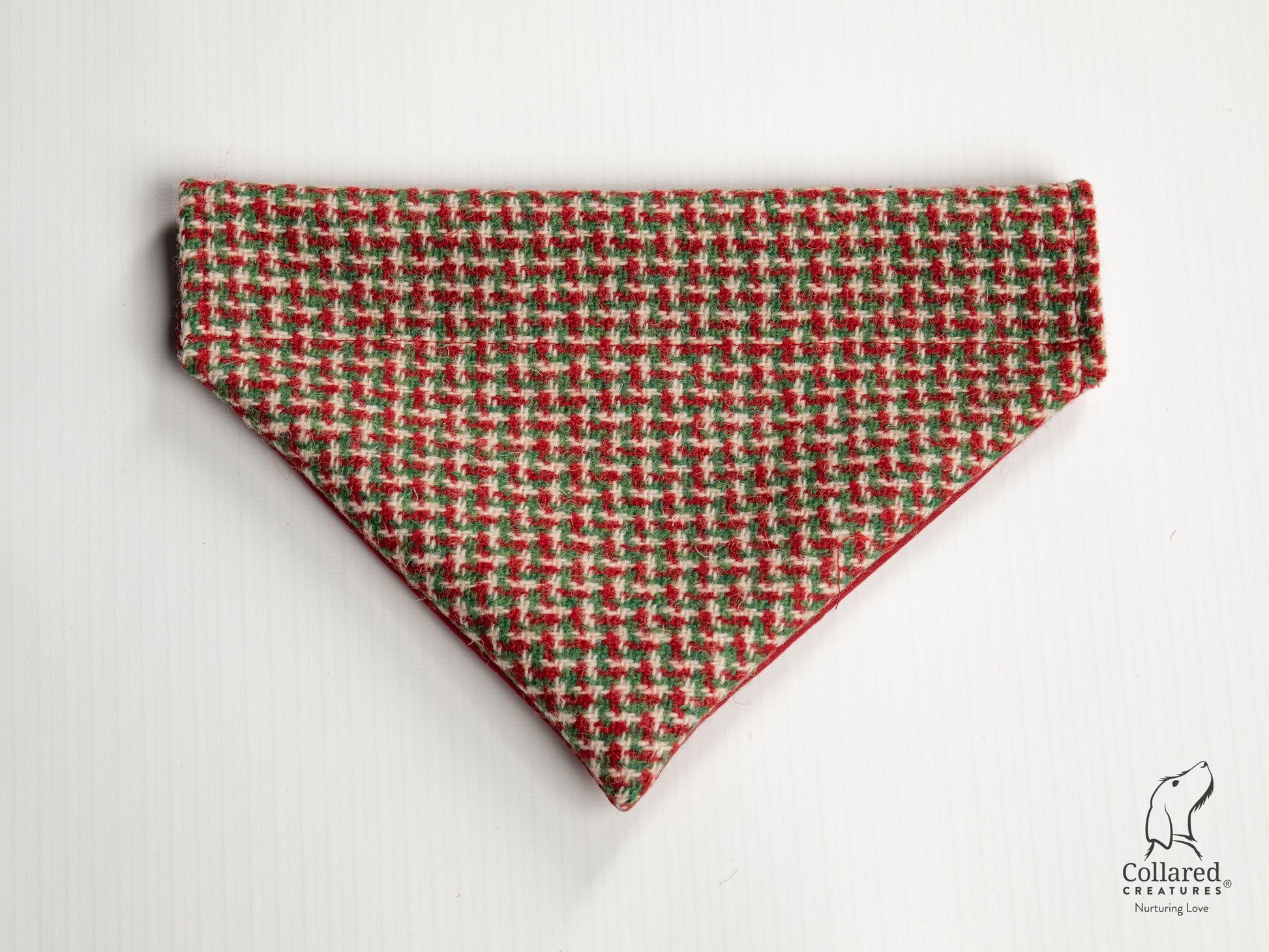 Collared Creatures Christmas Houndstooth Harris Tweed Luxury Dog Bandana