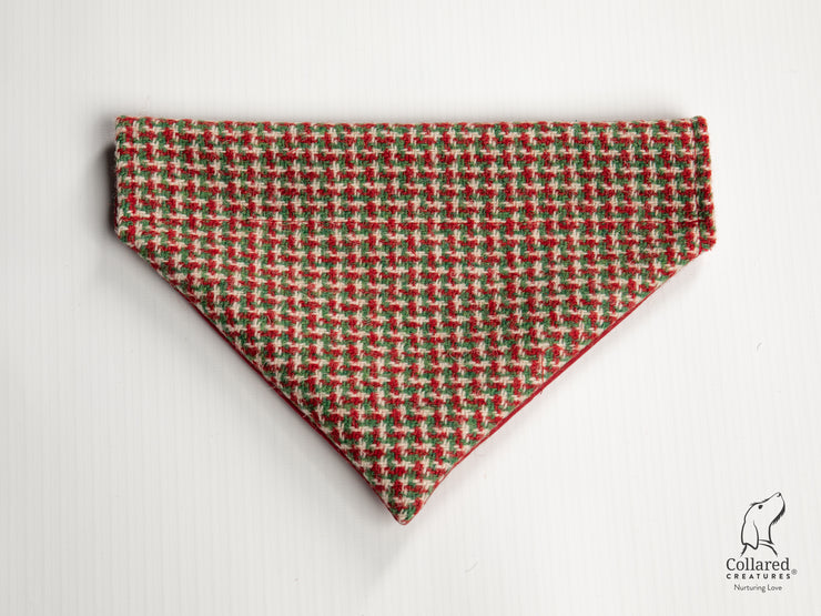 Collared Creatures Christmas Houndstooth Harris Tweed Luxury Dog Bandana
