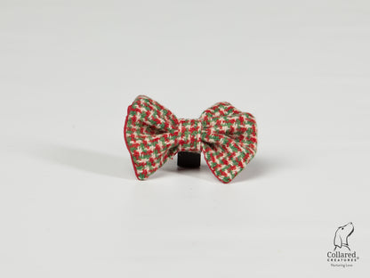 Collared Creatures Christmas Houndstooth Harris Tweed Luxury Dog Bowtie