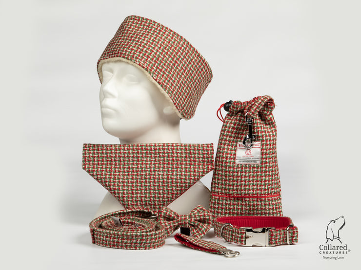 Collared Creatures Christmas Houndstooth Harris Tweed Luxury Dog Accessories Collection