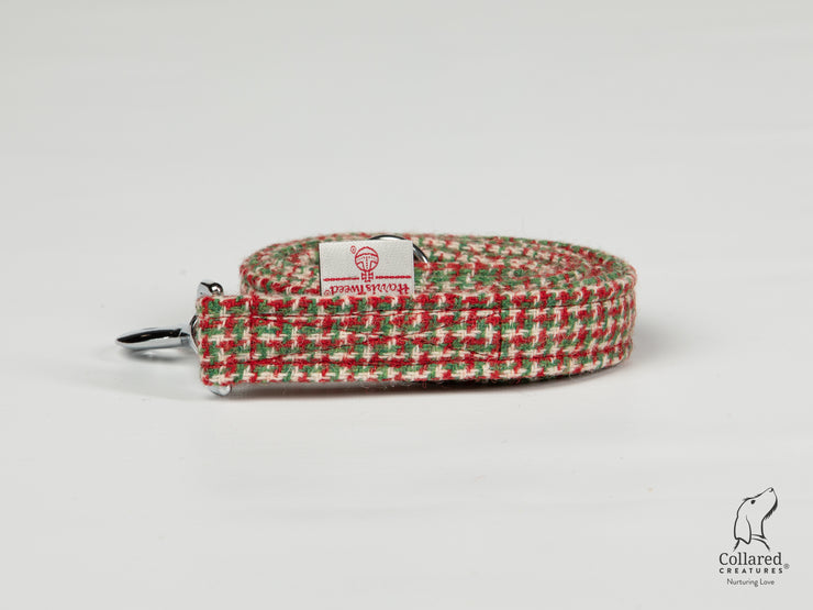 Collared Creatures Christmas Houndstooth Harris Tweed Luxury Dog Lead