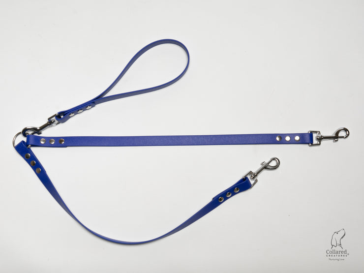 handmade-electric-blue-waterproof-biothane-dog-split-lead|collaredcreatures