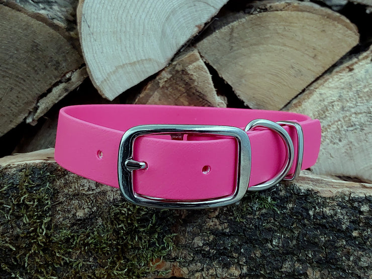 Fuchsia Waterproof Biothane Dog Collar Handmade in Yorkshire