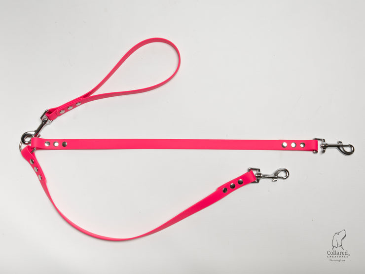 handmade-fuchsia-waterproof-biothane-dog-split-lead|collaredcreatures