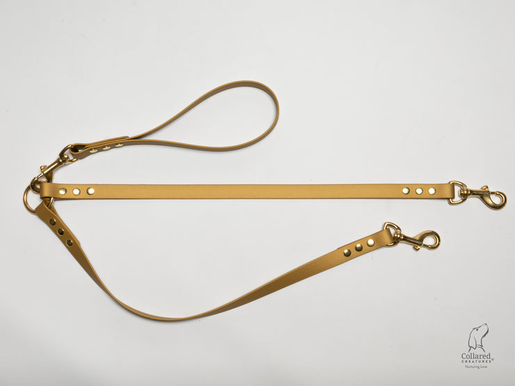 handmade-gold-waterproof-biothane-dog-split-lead|collaredcreatures