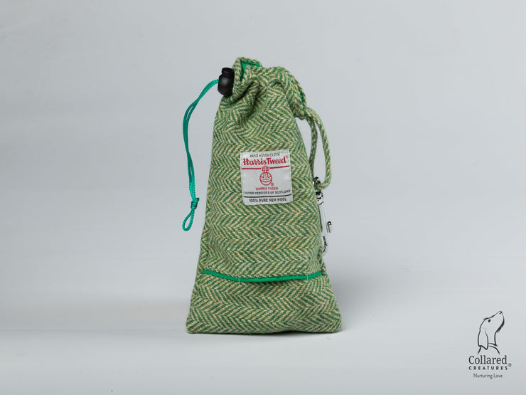 Collared Creatures Green Herringbone Harris Tweed Luxury Dog Treat Bag