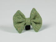 Collared Creatures Green Herringbone Harris Tweed Luxury Dog Bow Tie