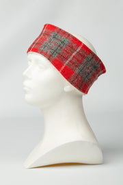 Collared Creatures Red And Grey Check Harris Tweed Luxury Ladies Headband