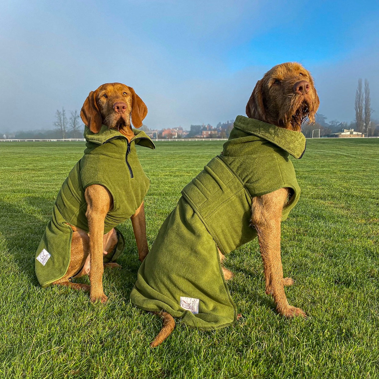 Green Dog Drying Coat – Quick Dry, Fleece Lined, UK Design