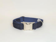 Midnight Blue Herringbone Luxury Harris Tweed Dog Collar