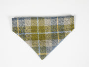 Collared Creatures Mustard & Blue Check Harris Tweed Luxury Dog Bandana