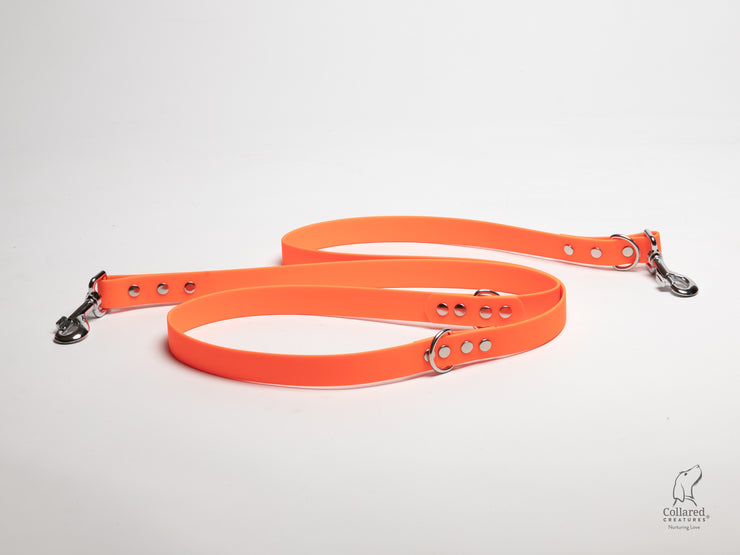 handmade-neon-orange-waterproof-biothane-dog-training-lead|collaredcreatures