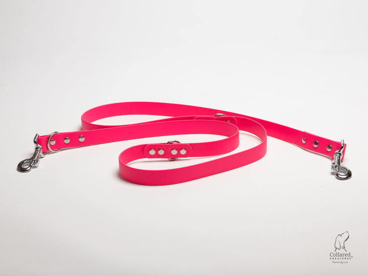 handmade-fuschia-pink-waterproof-biothane-dog-training-lead|collaredcreatures