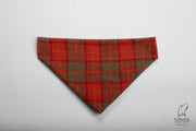 Collared Creatures Orange and Olive Check Harris Tweed Luxury Dog bandana