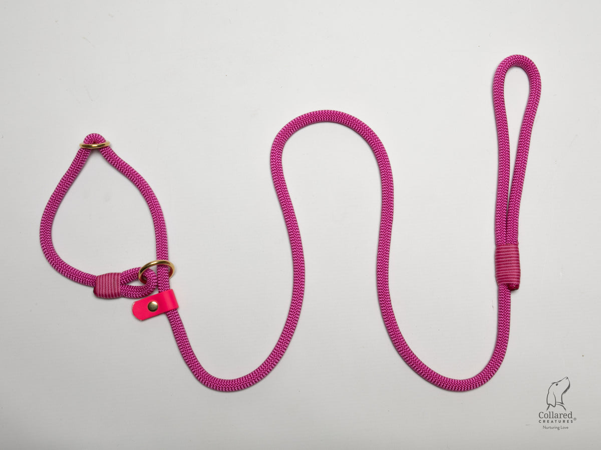 Handmade Rope Slip Lead Passion Pink