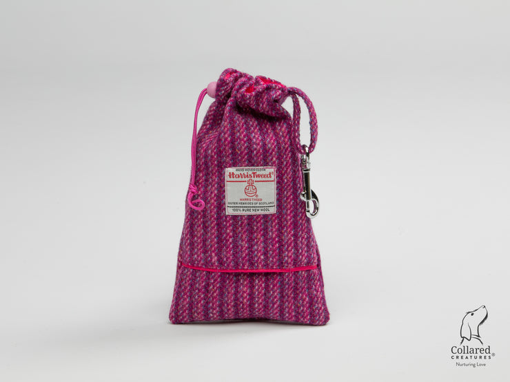 Collared Creatures Pink Koana Harris Tweed Treat Bag With Built-In Poop Bag Dispenser