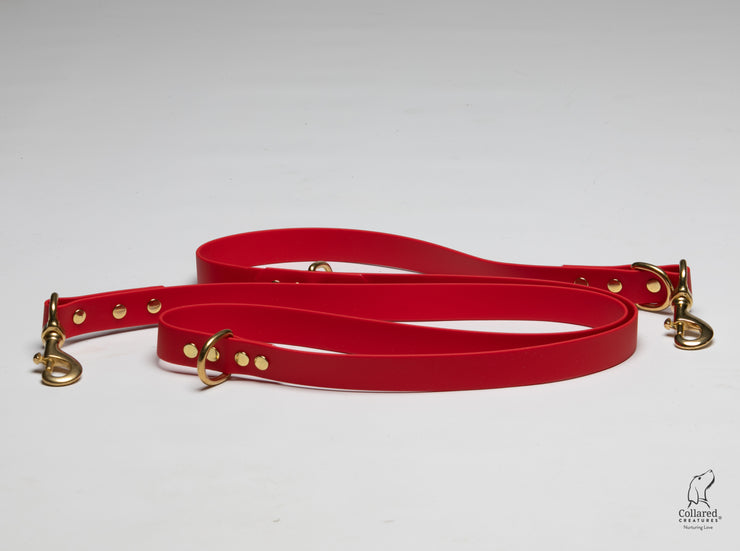 Collared Creatures,  Red Waterproof / Biothane Dog Training Lead Handmade in Yorkshire UK