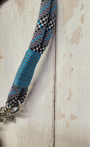 Handmade Rope  collar Tartan Grey & Blue with whipping