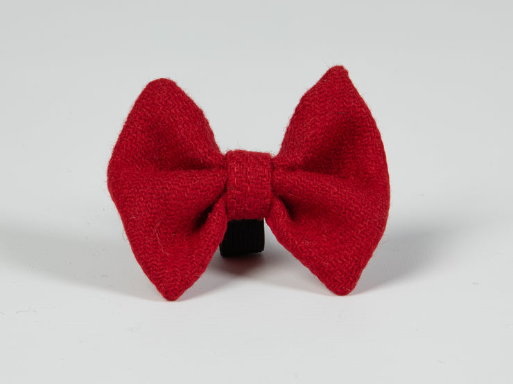 Collared Creatures Simply Red  Harris Tweed Luxury Dog Bow Tie