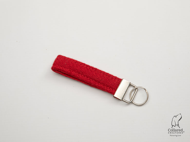 Collared Creatures Simply Red Luxury Handmade Harris Tweed Keyrings / Key Fobs