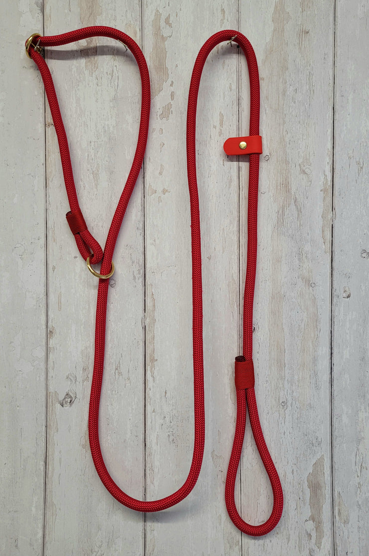 Handmade Rope slip lead Vibrant Red