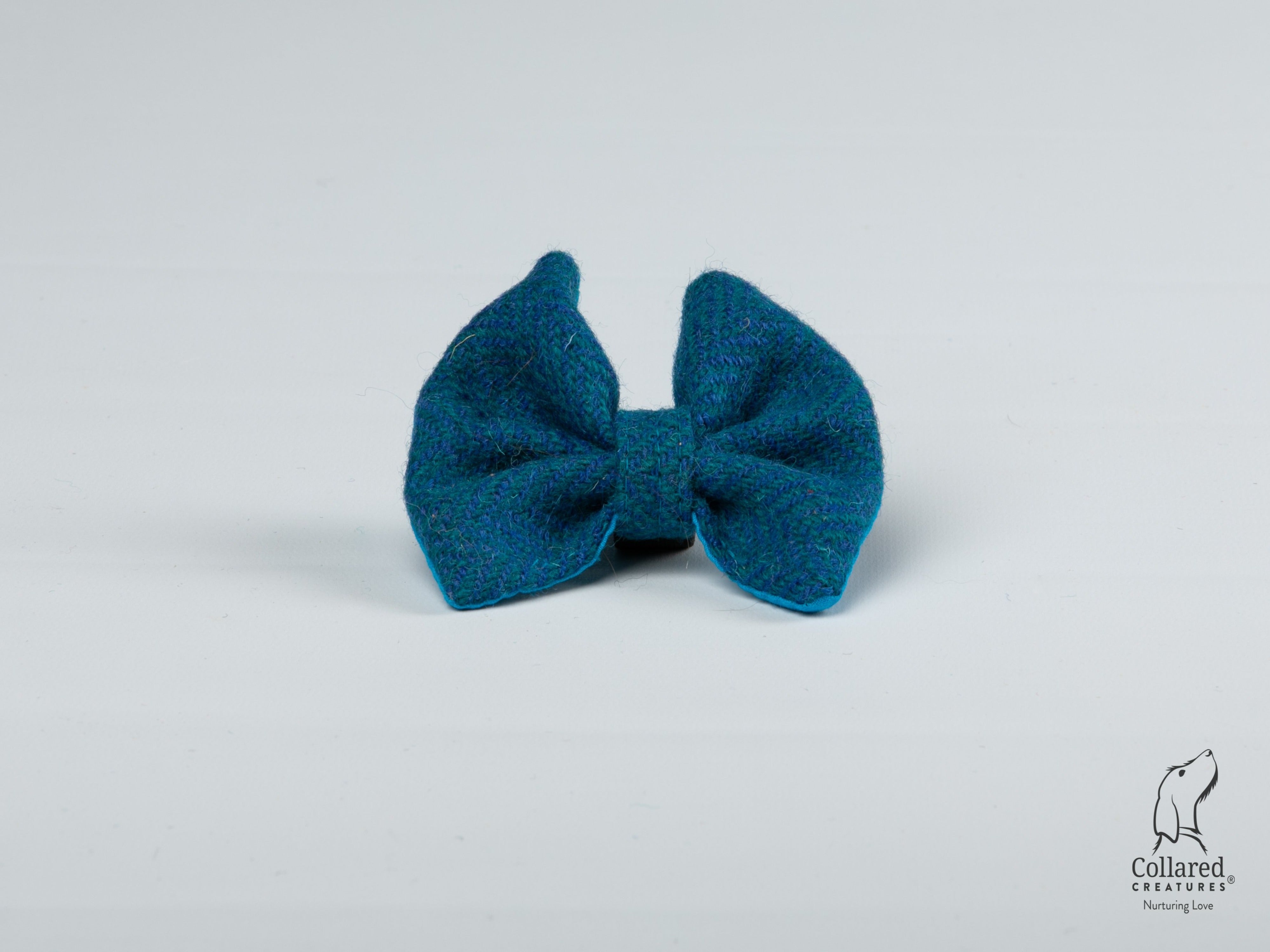 Teal Herringbone Bow Tie