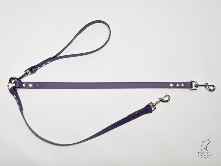 handmade-violet-waterproof-biothane-dog-split-lead|collaredcreatures