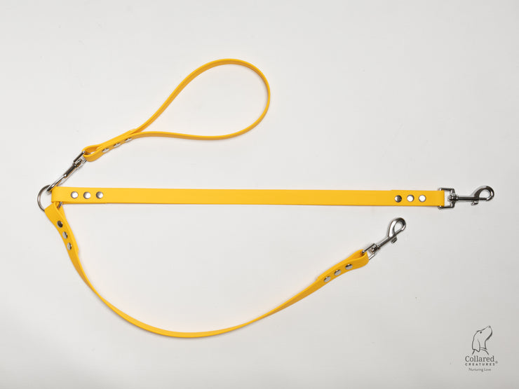 handmade-yellow-waterproof-biothane-dog-split-lead|collaredcreatures